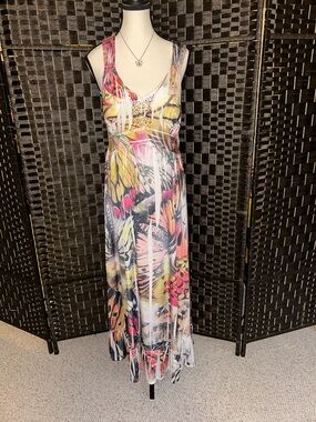 Style & Co. Sleeveless V-Neck Floral Maxi Dress in Pink, Yellow, White